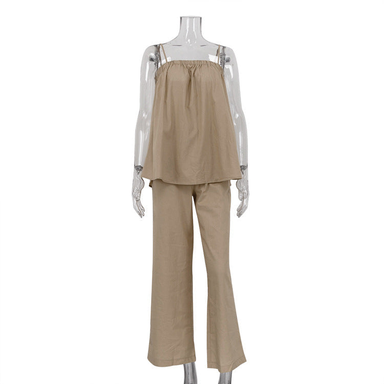 Sexy Crop Top Wide Leg Pants Set For Women