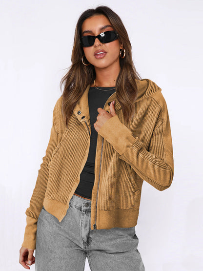 Zipper Front Hoodie Casual Chic Loose-Fit Sweatshirt