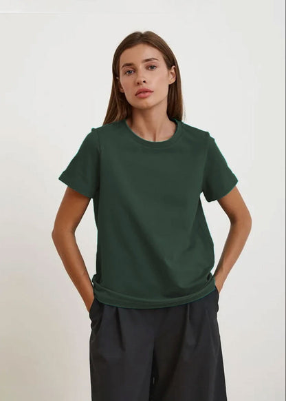 Crew Neck Cotton Tee Soft Breathable Fabric