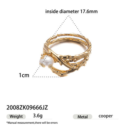 Retro Pearl Nest Adjustable Open Ring