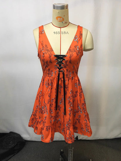 Retro Floral Print Casual A-Line Dress