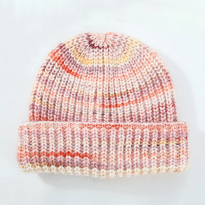 Striped Color Block Simple Warm Cuffed Beanie