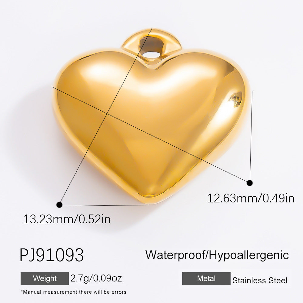 Heart-Shaped Stainless Steel 18K Gold Necklace Pendant DIY Jewelry