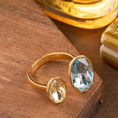 Geometric Zirconia Adjustable Open Ring Trendy Chic Jewelry