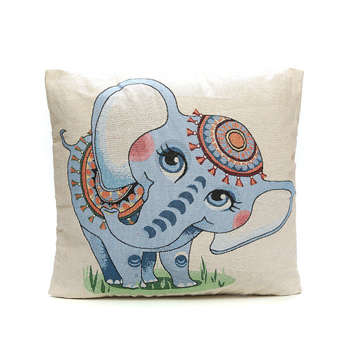 Elephant Double-Sided Cushion Cover Ethnic Style Embroidered Backrest Sofa Cushion Pillowcase