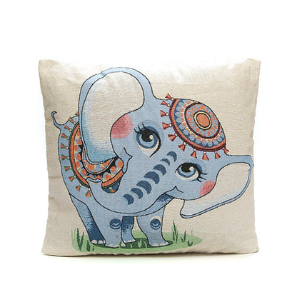 Elephant Double-Sided Cushion Cover Ethnic Style Embroidered Backrest Sofa Cushion Pillowcase