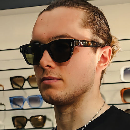 Trendy Square Sunglasses with Arrow Design UV400 Protection