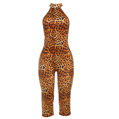 Sexy Backless Leopard Print Bodysuit For Women