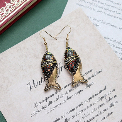 Minority Design Nepal Copper Fish Tibetan Handmade Necklace Men'S And Women'S Ethnic Style Retro Temperament Simple Earring Set