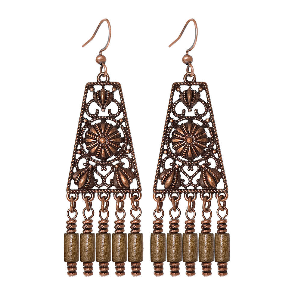 Vintage Ethnic Tassel Earrings Set - 12 Pairs Fashionable Boho Accessories