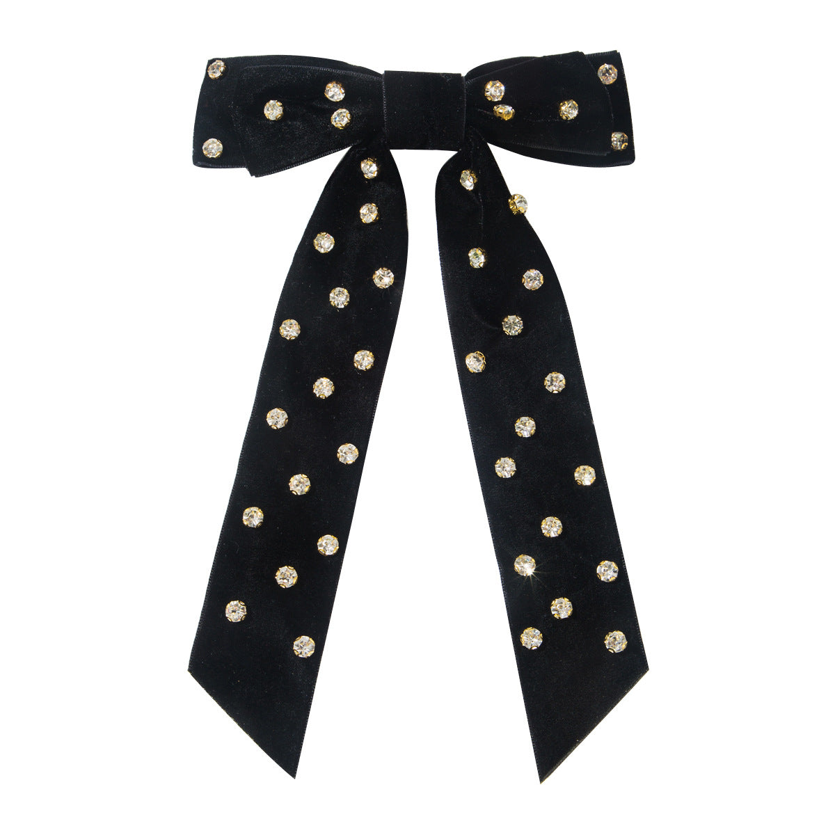 Chic Double Layer Bow Hair Clip with Rhinestones