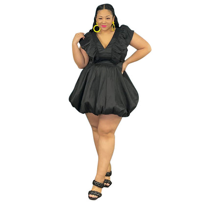 Retro French Style V-Neck Sleeveless Dress