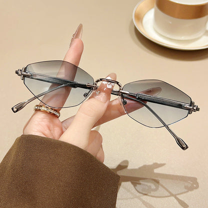 Metallic Frameless Polygon Sunglasses Stylish Unisex Sunglasses