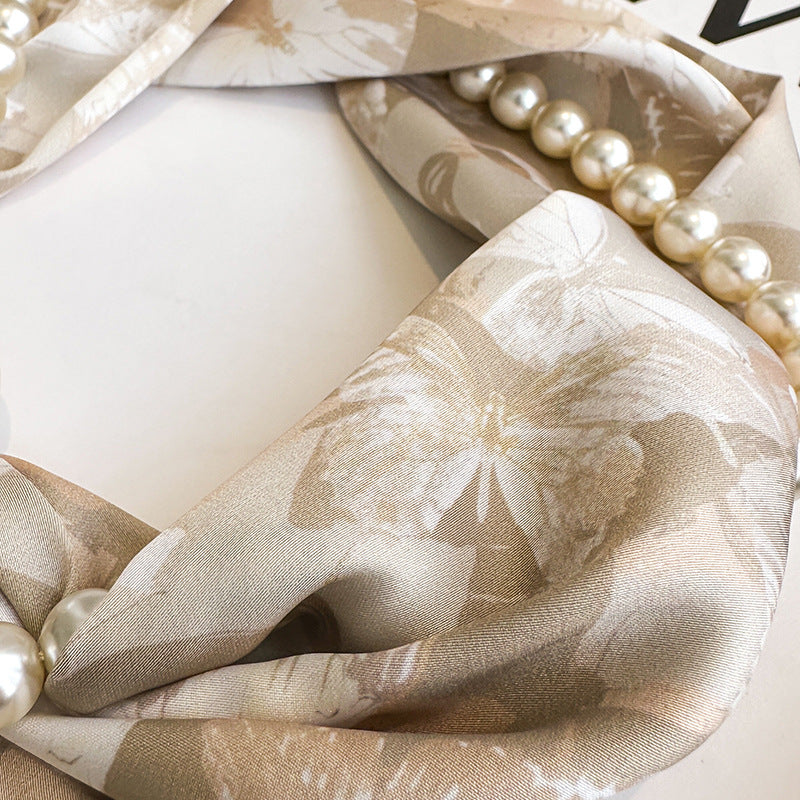 Elegant Magnetic Clasp Pearl Necklace Scarf