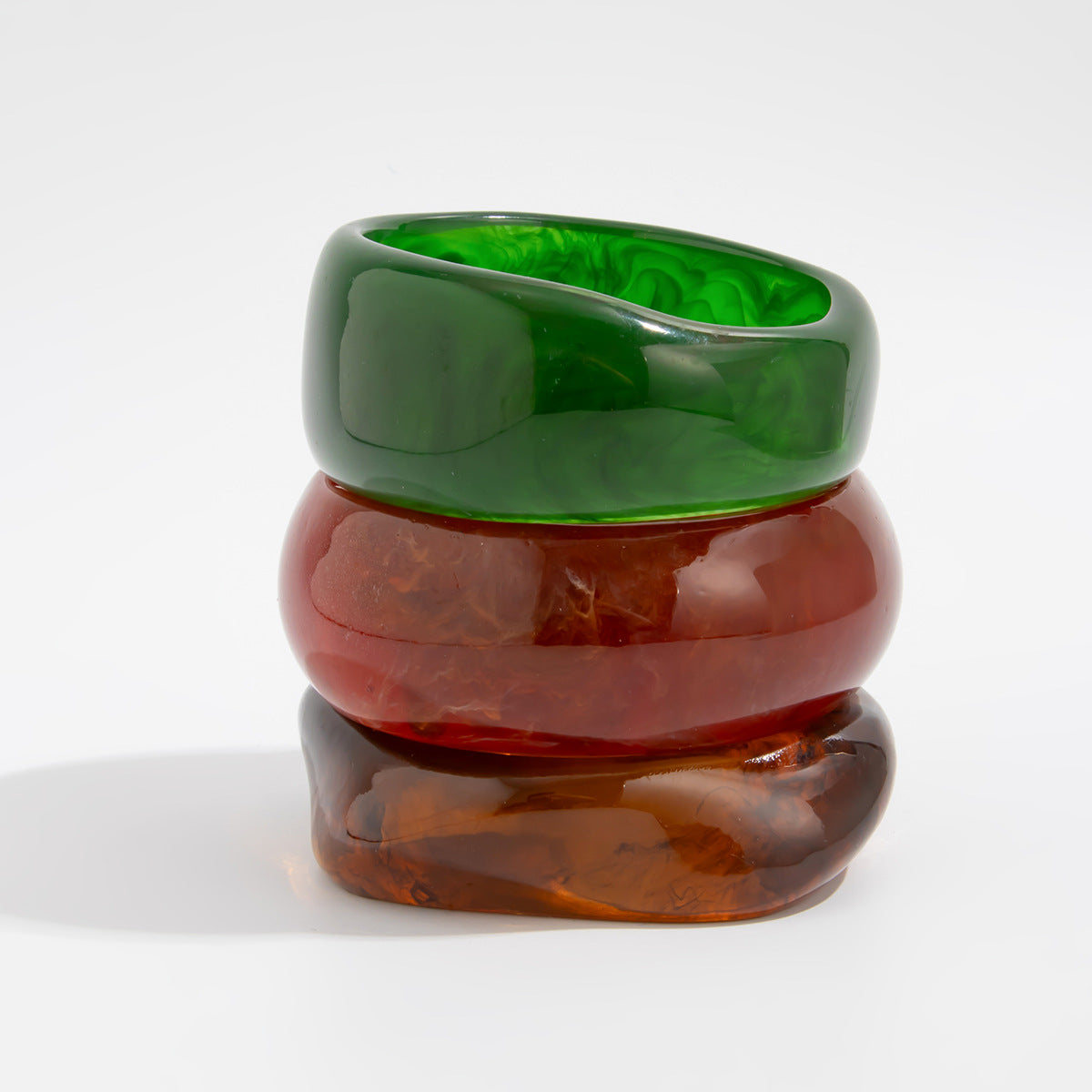 French Vintage Resin Wide Bangle Bracelet with Geometric Design