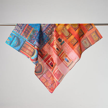 Flower Print Breathable Soft Silk Scarf