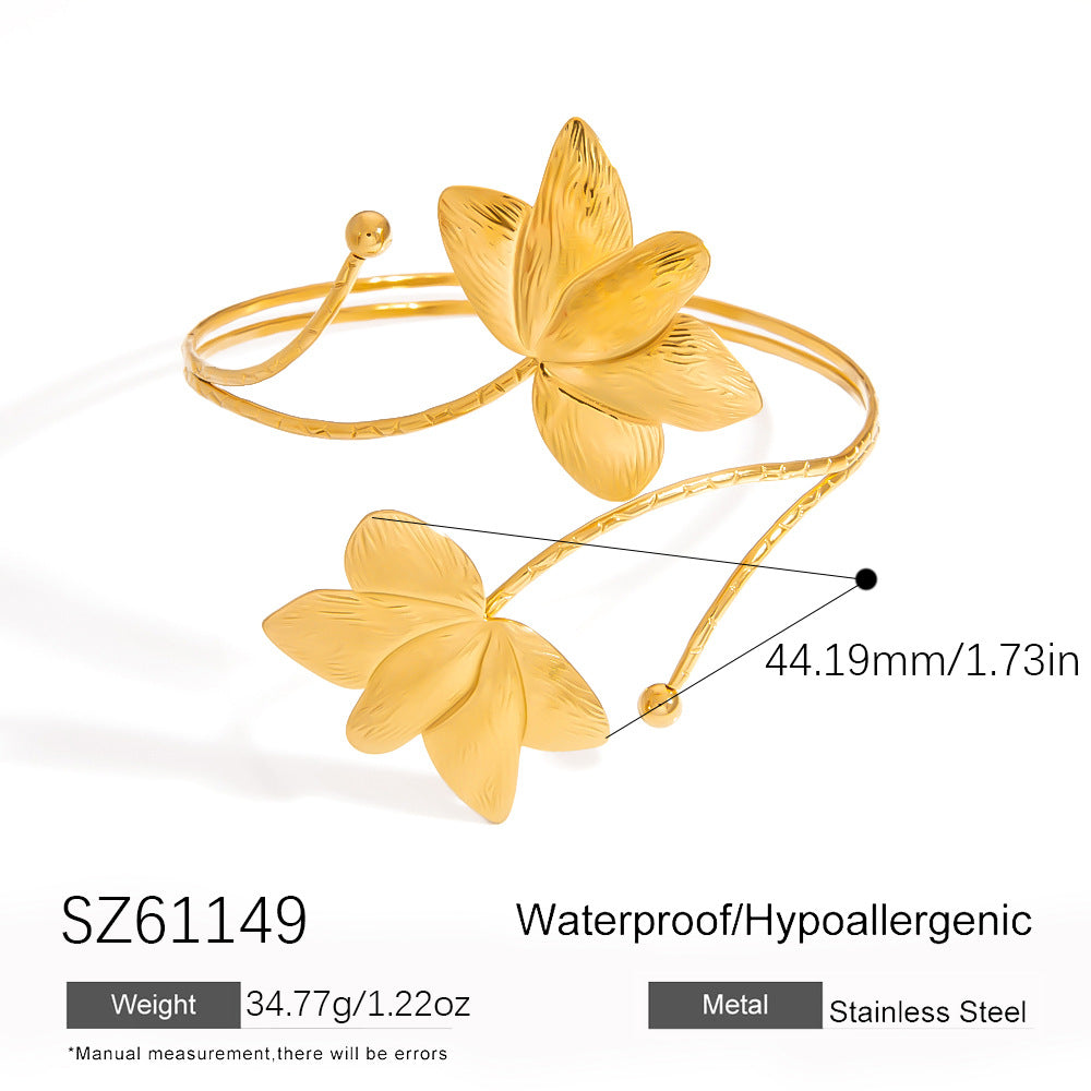 Stylish Stainless Steel Bangle Bracelet With 18K Gold Finish