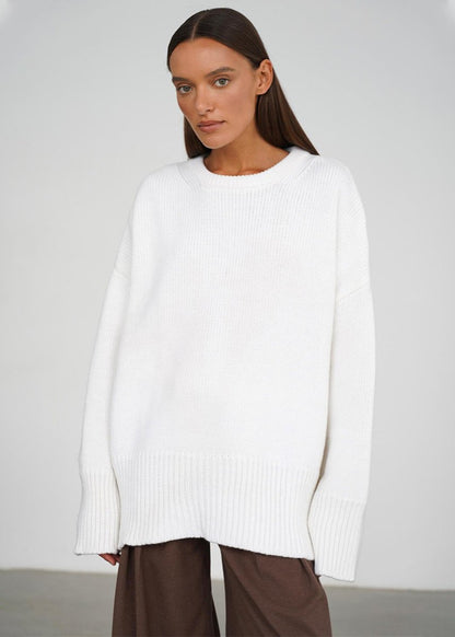 Oversized Knit Sweater Soft Gray Minimalist