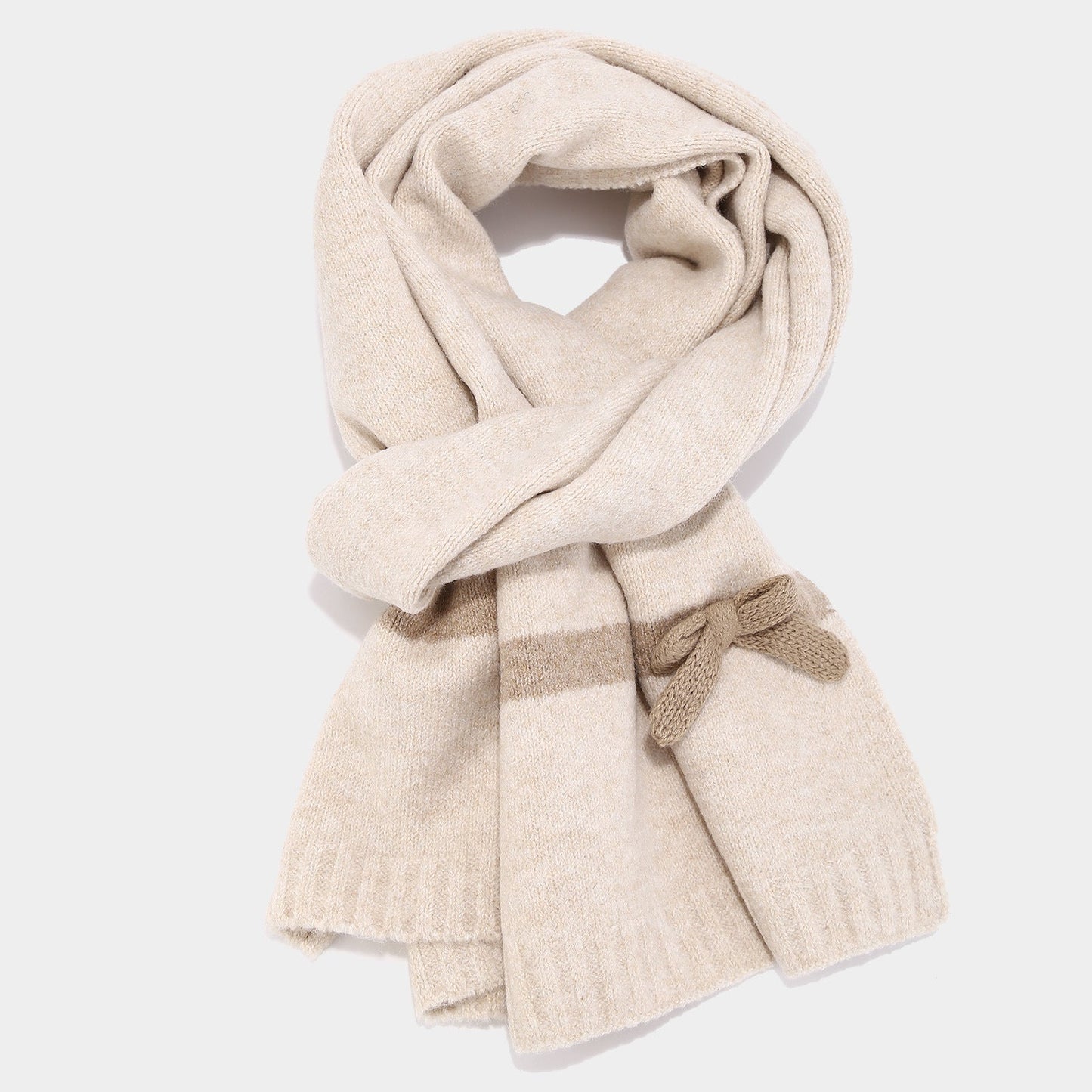 Winter Cute Bow Knot Hat Scarf Gloves Set
