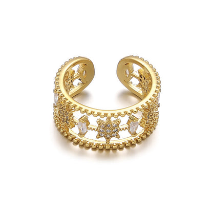 Trendy Hollow Out Zircon Star Adjustable Ring