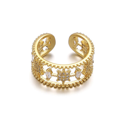 Trendy Hollow Out Zircon Star Adjustable Ring