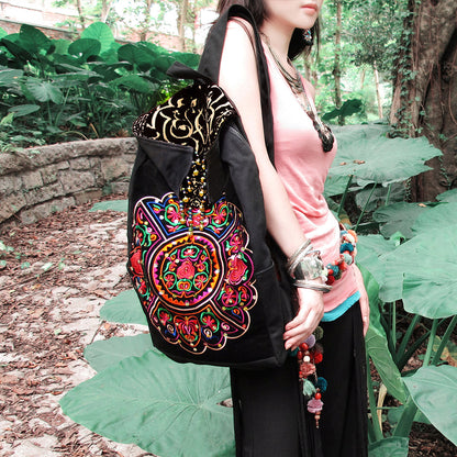 Original Ethnic Style Literature And Art Versatile Retro Tibetan Style Embroidered Backpack Travel Bag Canvas Bag