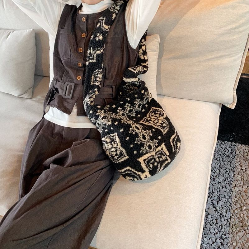 Boho Vintage Plush Crossbody Shoulder Bag