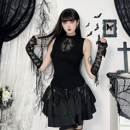 Gothic Cross Tank Top Sheer Fitted Tank