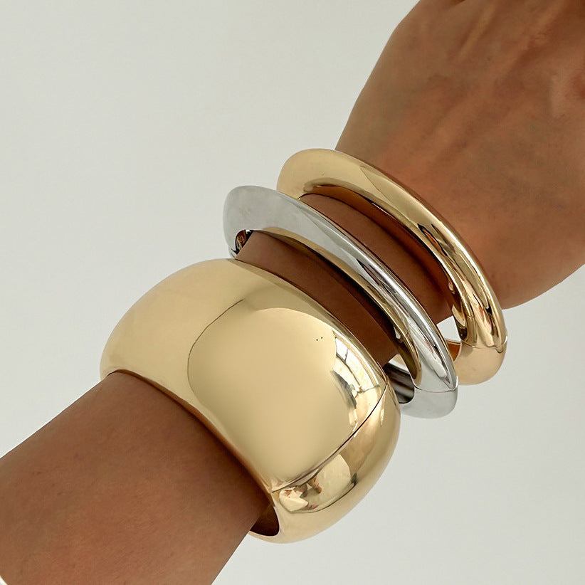 Exaggerated Irregular Metal Cuff Bracelet Set