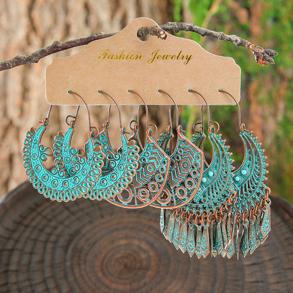 Vintage Geometric Hollow Earrings Alloy Holiday Style