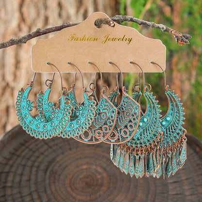 Vintage Geometric Hollow Earrings Alloy Holiday Style