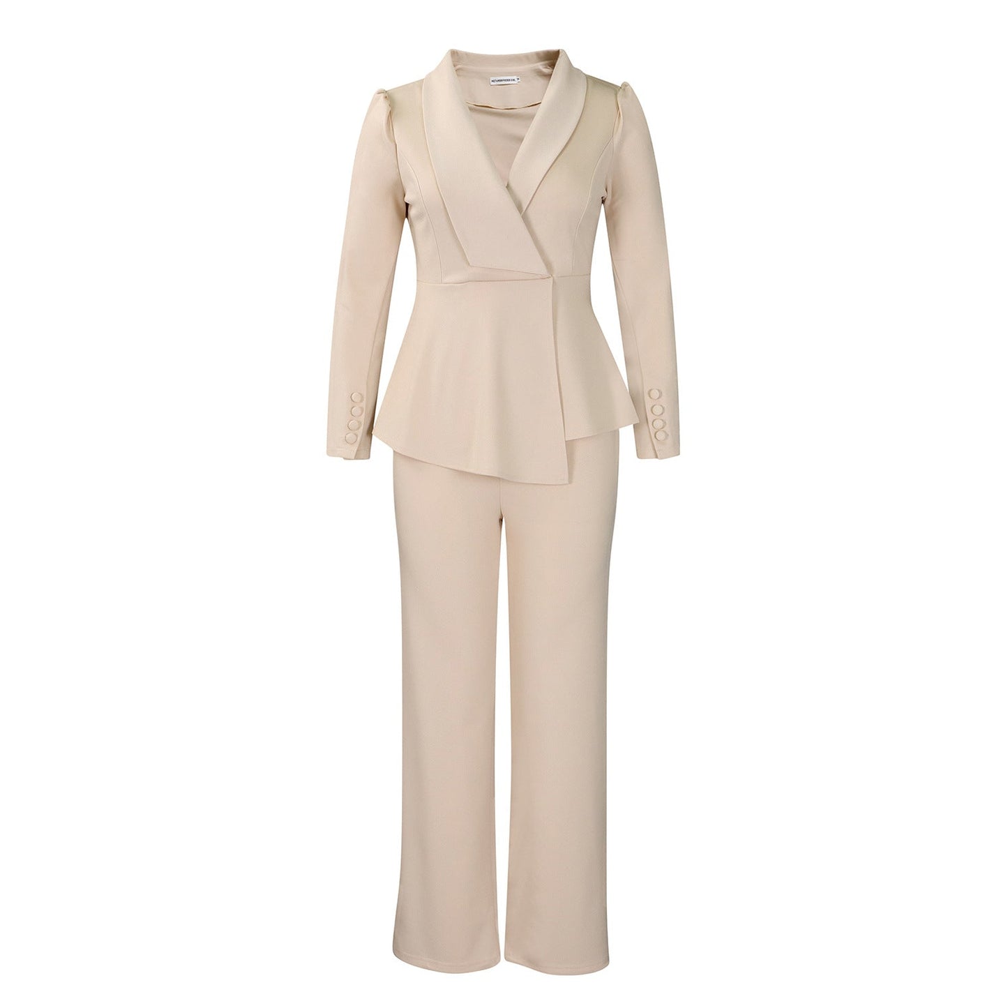 Elegant Ruffle Top And Wide Leg Pants Set For Women