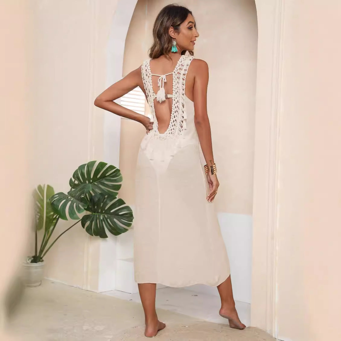 Women'S Vacation Beach Dress Sexy Backless Tank Dress