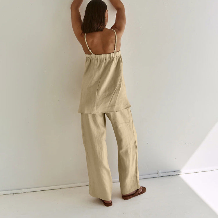 Sexy Crop Top Wide Leg Pants Set For Women