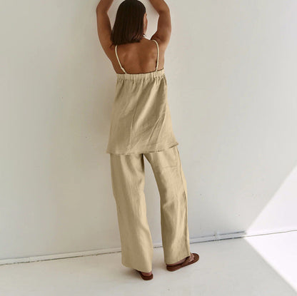 Sexy Crop Top Wide Leg Pants Set For Women