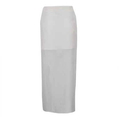 Fashionable Black Mesh Midi Skirt With High Waist Design