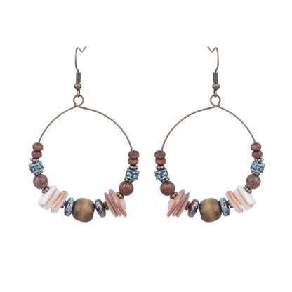 Bohemian Pearl Shell Long Tassel Earrings Geometric Circle Set