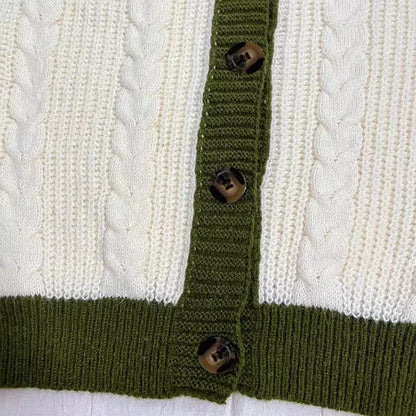 Casual Leaves Embroidery Balloon Sleeves Cardigan
