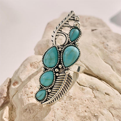 Vintage Geometric Turquoise Ring Set Alloy Fashion Jewelry