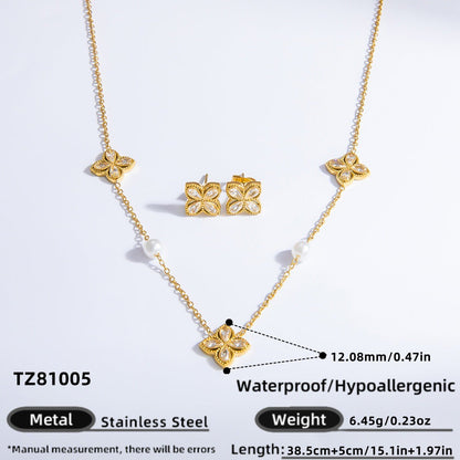 4-Leaf Clover Stainless Steel Bracelet 18K Gold Plated Women's Jewelry