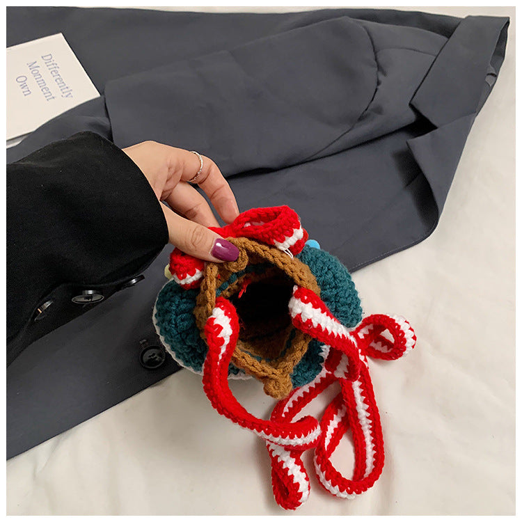 Cute Handmade Crochet Christmas Tree Crossbody Bag