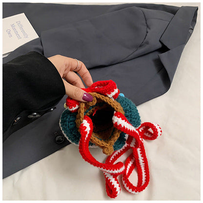 Cute Handmade Crochet Christmas Tree Crossbody Bag