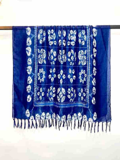 New Blue Dye Tie Scarf Ethnic Style Tie Dye Retro Large Shawl Long Detached Tibetan Blue Art Wax Dyed Scarf