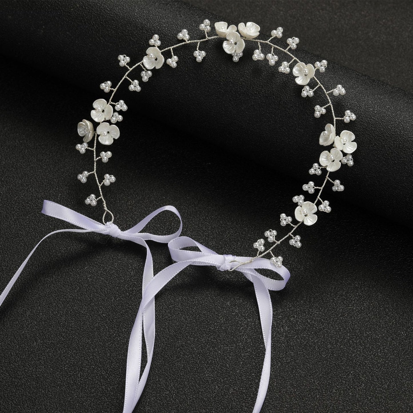 Bridal Pearl Flower Beaded Headband Hair Accessory