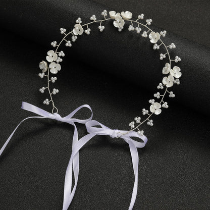 Bridal Pearl Flower Beaded Headband Hair Accessory