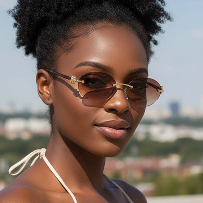 Oval Frame UV400 Sunglasses Fashionable Women's Outdoor Shades
