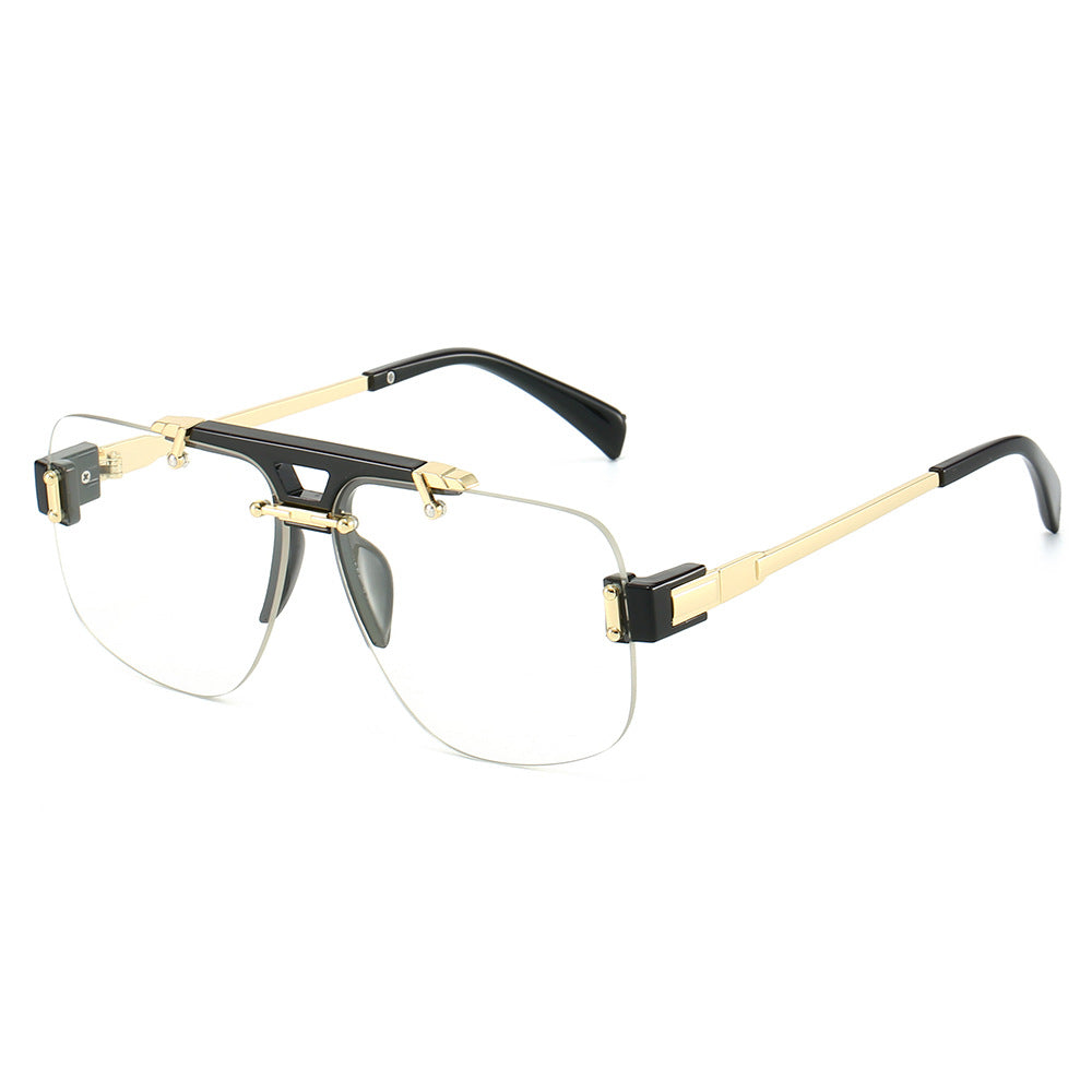 Fashion Half-Frame Square Sunglasses Stylish Design UV400 Protection