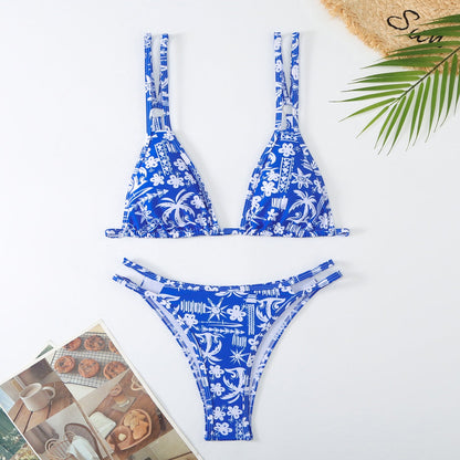 Flower Print Spaghetti Sexy Swimwear