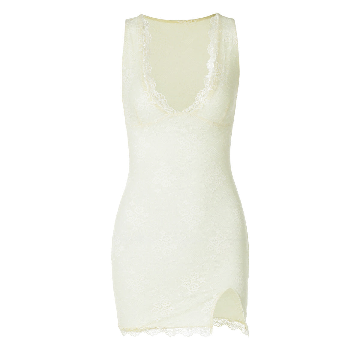 Sexy V-Neck Lace Split Bodycon Dress