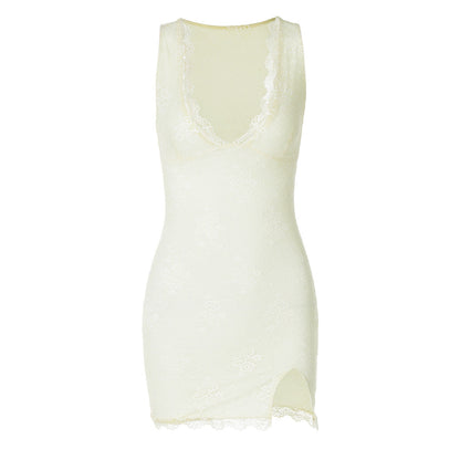 Sexy V-Neck Lace Split Bodycon Dress